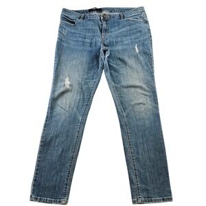 Simply Vera Vera Wang Women's Skinny Jeans‎ Size 14P Blue Mid Rise Distressed